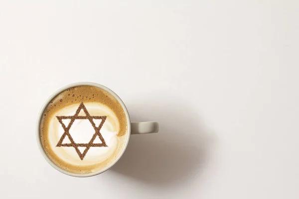 Filiżankę Kawy Izraelu Cappuccino Zdjęciem Gwiazdy Dawida — Zdjęcie stockowe