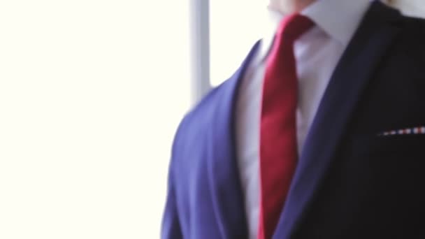Portrait Businessman Showing Gestures — стоковое видео