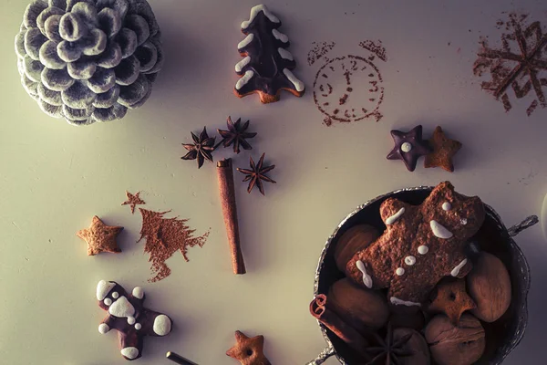 Weihnachtsdekoration Lebkuchen Schale — Stockfoto