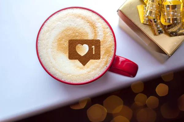 Woman Drinks Coffee Preparing Christmas Gifts — Stock Photo, Image