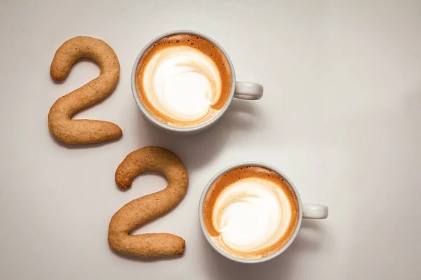 Conjunto Copos Café 2020 Números Fundo Branco — Fotografia de Stock
