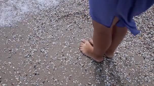 Girl standing on the beach — Stock Video