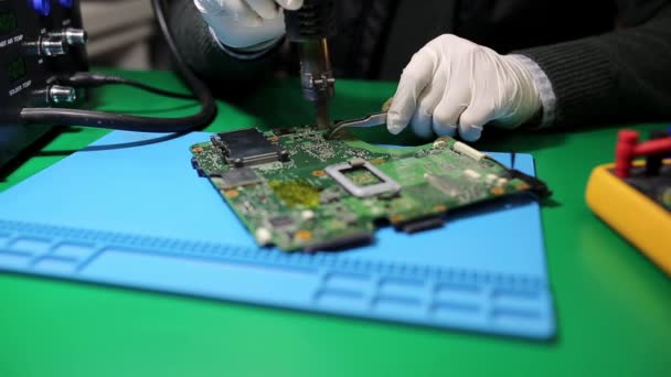 Technician Solders Circuit Board — Stock Video