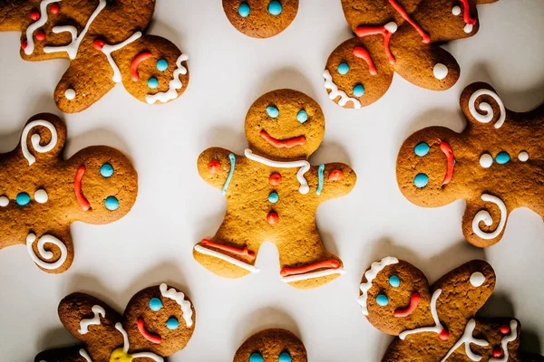 Gingerbread men on white background