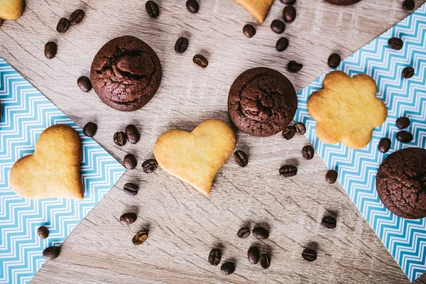 Heart-Shape Cookies On Wooden Table — Stock Photo, Image