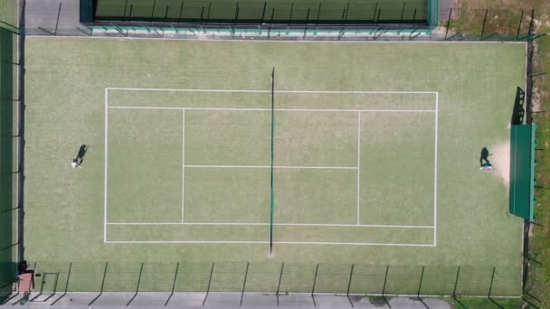 Movimiento Lento Jugadores Tenis Jugando Juego Cancha — Vídeos de Stock