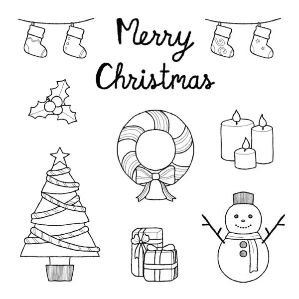 Feliz Navidad Vector Ilustración Dibujado Mano Dibujos Animados Arte — Vector de stock