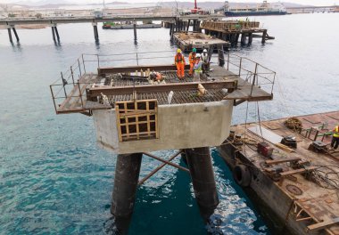 Akabe, Ürdün, 10/10/2015, Metal ve beton Vakfı inşaat Akabe yeni bağlantı noktasında yukarıdan fotoğrafı