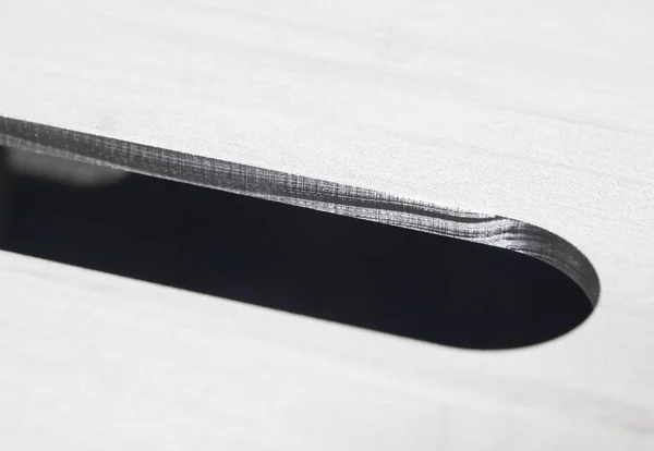Metal Futurista Acero Inoxidable Corte Por Láser Sobre Fondo Rústico — Foto de Stock