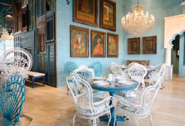 Dubai, Birleşik Arap Emirlikleri, 04/29/2016, ev köri Hint restoranı iç, Dubai, Jbr, The Walk