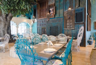 Dubai, Birleşik Arap Emirlikleri, 04/29/2016, ev köri Hint restoranı iç, Dubai, Jbr, The Walk