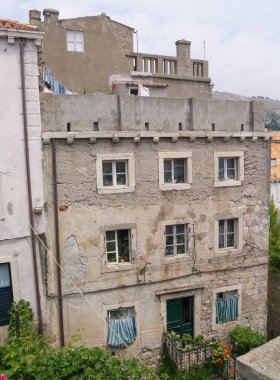 Dubrovnik, Hırvatistan, 06/06/2016 Dubrovnik eski kasaba Hırvatistan, çatı üstten görünüm dof eski bir bina