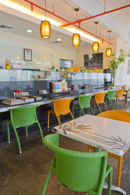 Dubai, Birleşik Arap Emirlikleri, 10/10/2016, Hanoi Restoran iç, Jumeirah Lakes Towers. Hanoi Restoran Vietnamca Mutfak Gıda çıkış dubai City olduğunu.