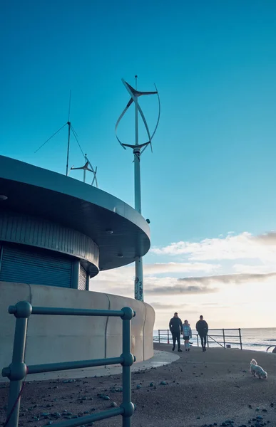 Cleveleys Anglie 2017 Moderní Obrana Mořské Zdi Nová Moderní Promenáda — Stock fotografie