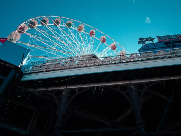 Angleterre Blackpool 2015 Blackpool Jetées Sud Grande Roue Avec Soleil — Photo