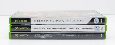 Londra, İngiltere, 01 / 02 / 2018 xbox ring video oyunlarının orijinal efendisi. Üçüncü çağ, iki kule, ringin dostluğu. JR Tolkien video oyunu dönüşümüne kitap. Yeni Zelanda 'da gişe rekorları kıran özel efektler..