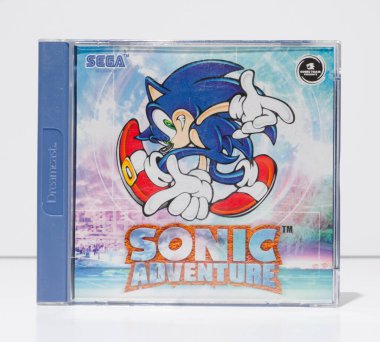 Londra, İngiltere, 05 / 09 / 2019 sonic the hedgehog sonic adventure Sega dream cast video oyun konsolu dvd. Eskimiş konsollar için Retro vintage kolleksiyonlu bilgisayar oyunları