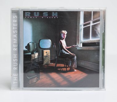 Londra, İngiltere, 05 / 05 / 2019 Rush Cds power windows Rush Rush, Geddy Lee, Alex Lifeson ve Neil Peart 'tan oluşan Kanadalı rock grubu. 