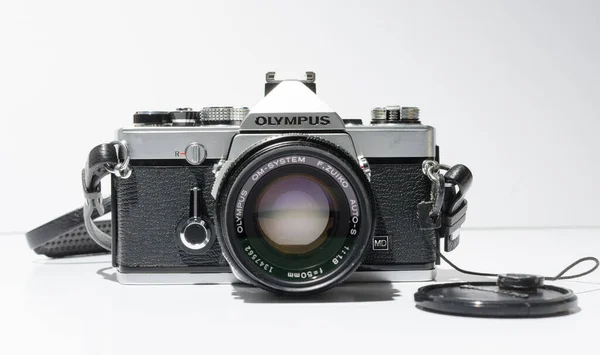 London Inglaterra 2018 Olympus Vintage Retro Câmera Filme Reflexo Lente — Fotografia de Stock