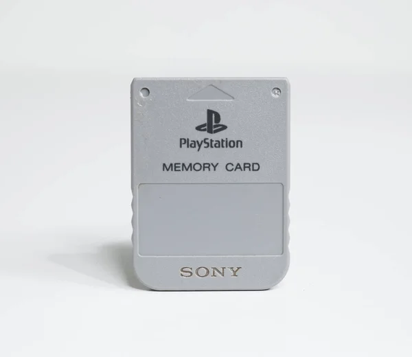 Londres Inglaterra 085 2019 Tarjeta Memoria Oficial Sony Playstation Aislada — Foto de Stock