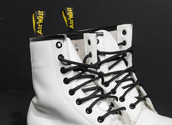 Londra Inghilterra 2019 Martens 1460 White Leather Boots Eye Lace — Foto Stock