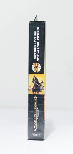 London Inglaterra 2019 Cartucho Videogame Indiana Jones Sega Mega Drive — Fotografia de Stock