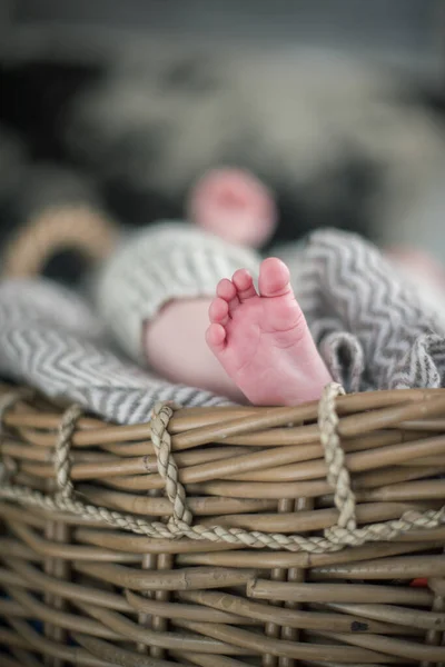 Beautiful Soft Delicate Warm Young Baby Foot Photographed Shallow Depth — Stock Photo, Image