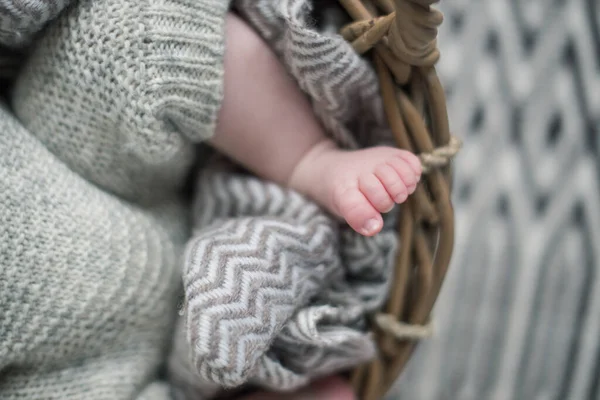 Beautiful Soft Delicate Warm Young Baby Foot Photographed Shallow Depth — Stock Photo, Image