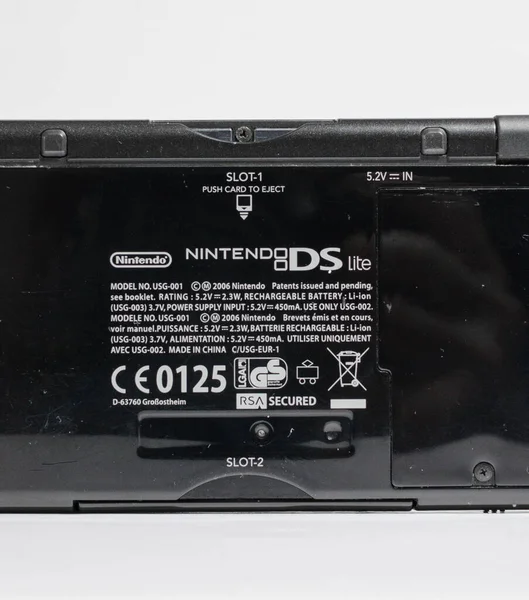 London England 2019 Eine Schwarze Onyx Nintendo Lite Handheld Vintage — Stockfoto