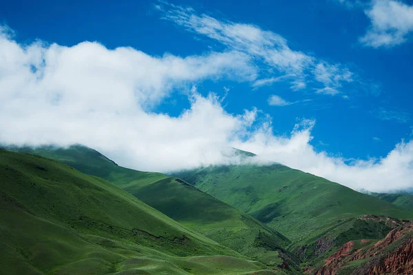 Groene bergen in wolken — Stockfoto