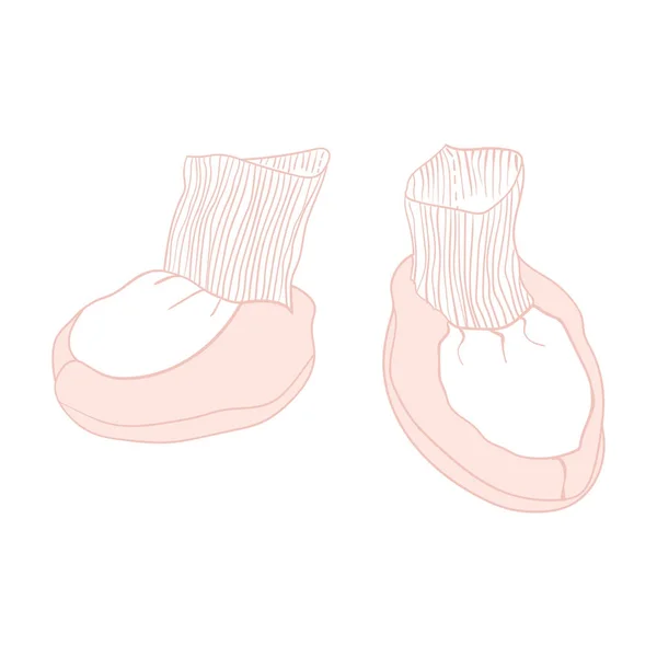 Botas de bebé. Bebé da moda. Meias cor de rosa com banda elástica. Desenho manuscrito ilustração vetorial . — Vetor de Stock