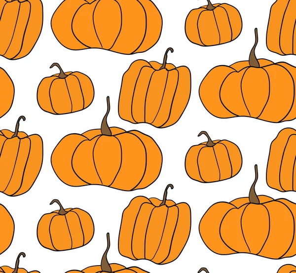 Cadılar Bayramı Balkabağı vektör desen. Halloween pumpkins web sayfası arka planı, kağıt ambalaj için basit çizimi.