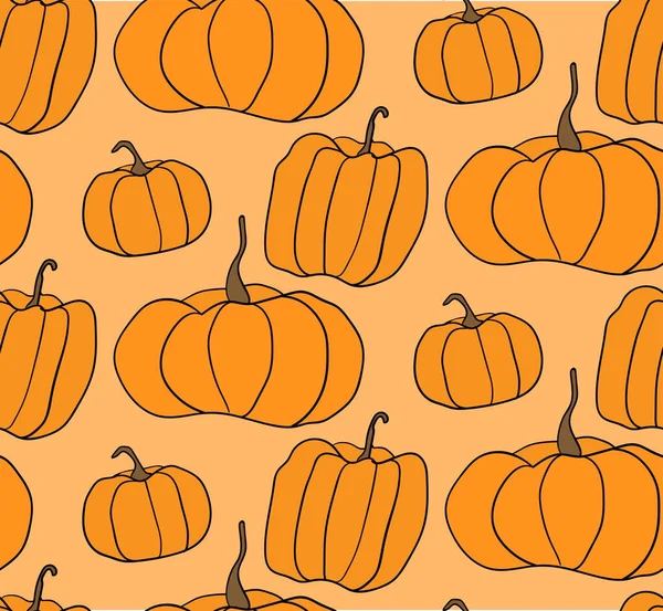 Cadılar Bayramı Balkabağı vektör desen. Halloween pumpkins web sayfası arka planı, kağıt ambalaj için basit çizimi.