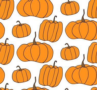 Cadılar Bayramı Balkabağı desen. Halloween pumpkins web sayfası arka planı, kağıt ambalaj için basit çizimi.