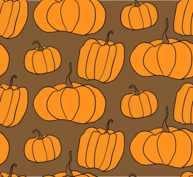 Cadılar Bayramı Balkabağı desen. Halloween pumpkins web sayfası arka planı, kağıt ambalaj için basit çizimi.