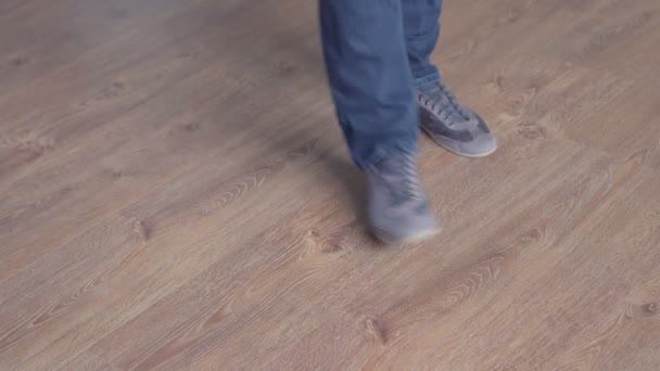 Repair, building, construction and people concept - close up of man carrying tool box and leaving it with hardhat — Stock Video