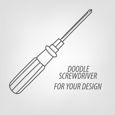 Doodle tornavida. İnşaat kavramı nesnesi altında. Vektör çizimi