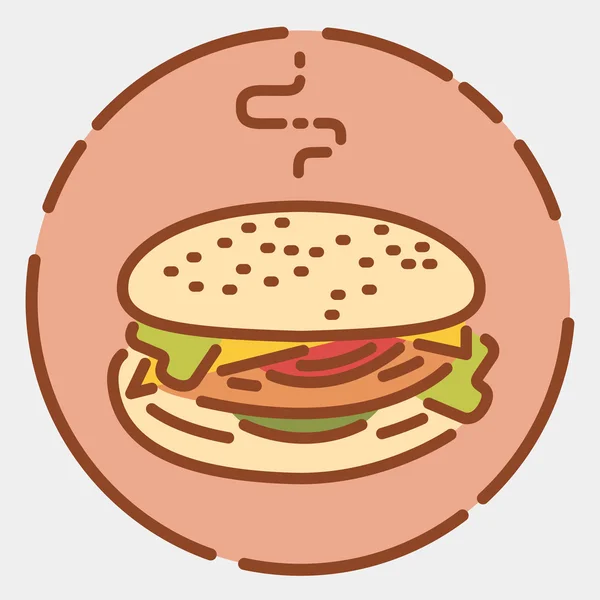 Hamburger ikon. Burger, snabbmats skylt. Trendig platt linje design. Vektor illustration — Stock vektor