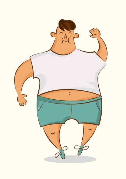 Fat cartoon character. Boy with overweight. Isolated vector illustration on white background — Stock Vector