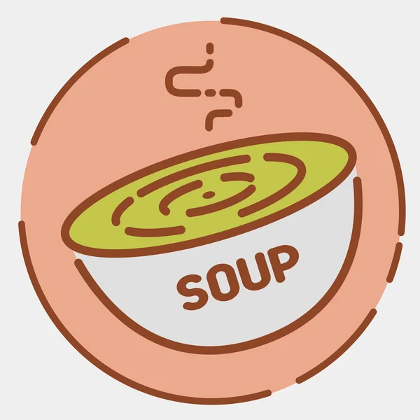 Ikona szybkiej zupy spożywczej. Zdrowy znak przekąskę. Modny płaski kształt linii. Ilustracja wektorowa — Wektor stockowy