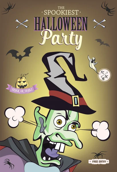 Gruselige Zeichentrickfigur. Vektorillustration für Halloween Party, Artikel, Karte oder Broschüre, Einladung oder Poster. Reihe von Feiertagsschildern — Stockvektor