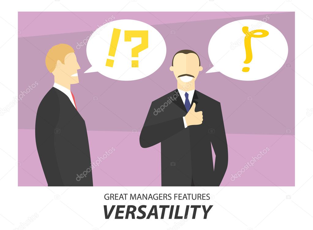 Versatility, great managers features concept illustration. Businessman making decision. Vector image, simply editable