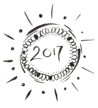 2017 siyah mürekkep oturum, çizilen fırça hat el