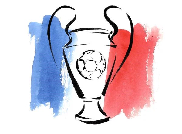 Акварель французький прапор, абстрактні банер Франції з чорнилом переможцем Кубка — стокове фото
