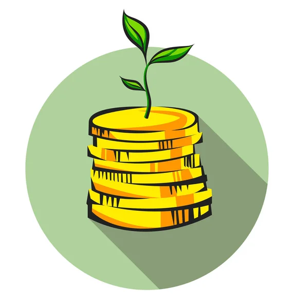 Geld boom sprout groeit van munten stack, popart vector pictogram — Stockvector