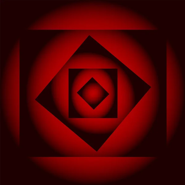 Fond mystique abstrait, carrés dégradés noirs et rouges illusoires, illustration vectorielle — Image vectorielle