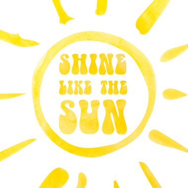 Yazı poster, soyut güneş, suluboya kırpma maskesi ile güneş gibi Parlatıcı