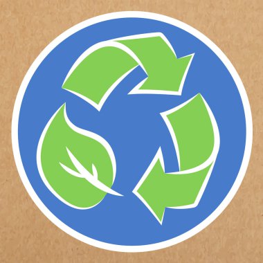 Recyclable badge, organic production sign, isolated vector object clipart