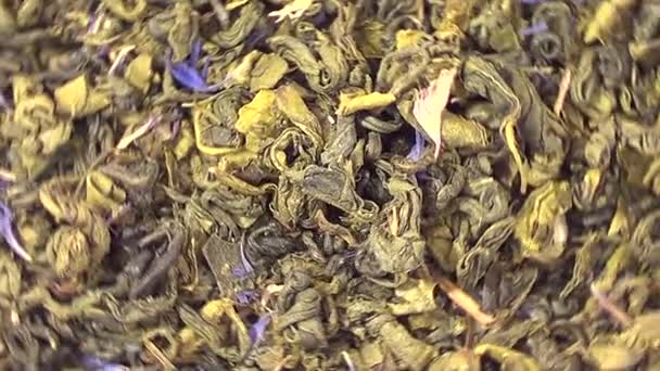 Chá verde com bergamota rotativa, close up vista aérea, bebida ecológica saudável — Vídeo de Stock