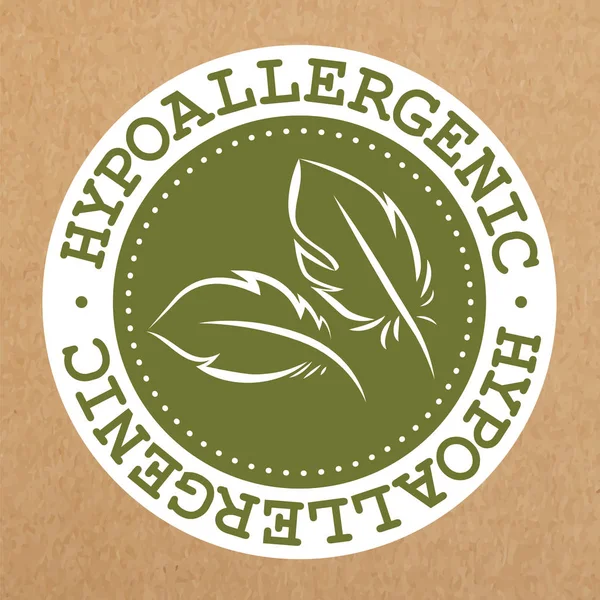 Etiqueta verde hipoalergénica, placa con hojas para productos seguros contra la alergia, objeto vectorial aislado — Vector de stock